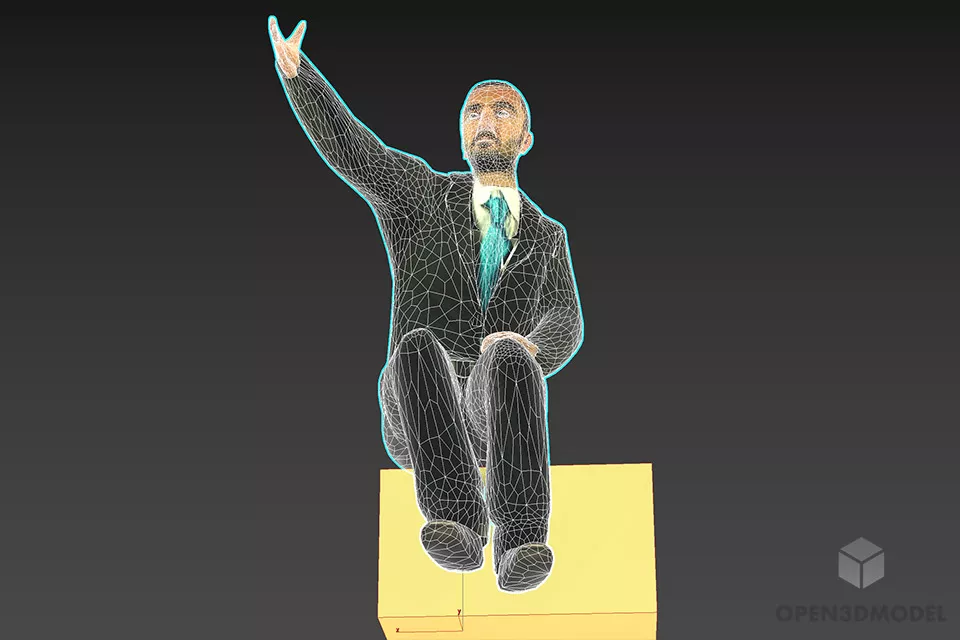 Vest Fashion Man Sitting Pose 3d model 2