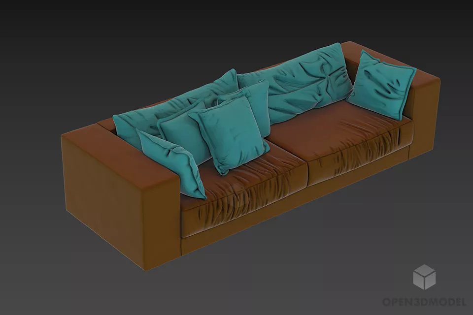 Tufted Sofa Ralph With Cushion 3d model