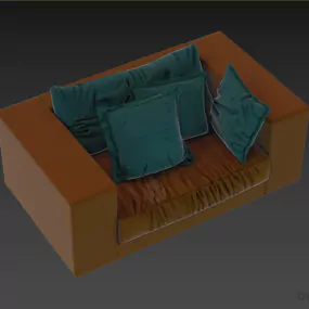 Modern Leather Armchair, Wrinkled Seat Armchair 3d model