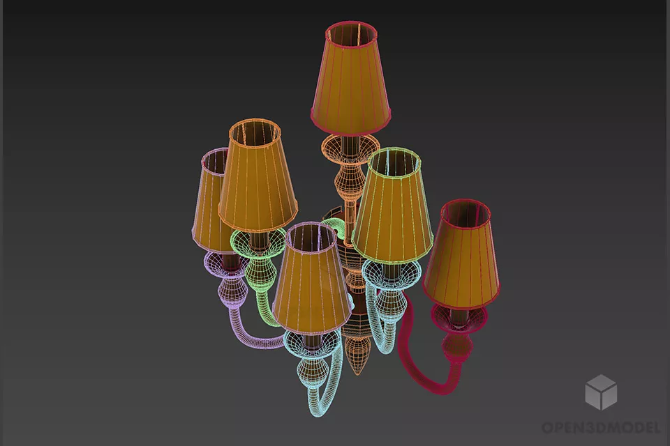 Art Sconce Lamp, Six Shades Boutique Lamp 3d model 2