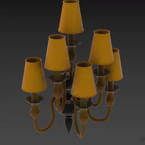 Art Sconce Lamp, Six Shades Boutique Lamp 3d model