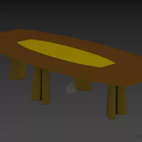 Modern Meeting Table With Glass Center 3d model