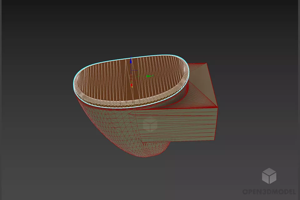Cantilever Toilet Lavatory With Wooden Cap 3d model 2