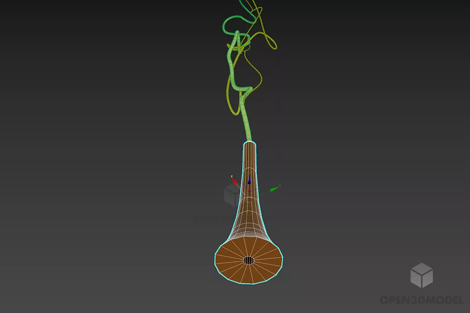 Art Vase With Dry Branch Decorative 3d model 2