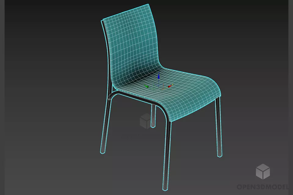 Meshed Chair, Office Inox Chair 3d model 2