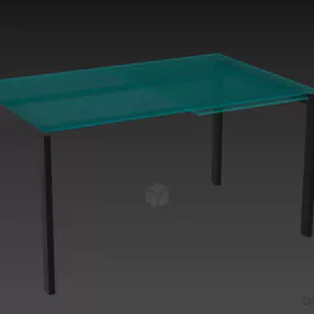 Simple Glass Table With Thin Shelf 3d model