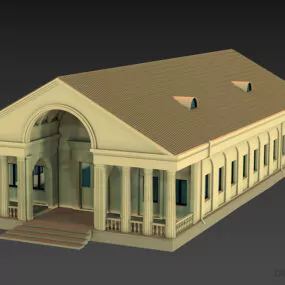 Public House Building, Classic Column Building 3d model