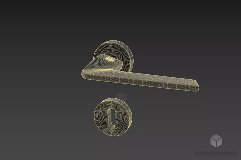Handle With Round Key, Inox Lock 3d model 2