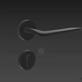 Handle With Round Key, Inox Lock 3d model