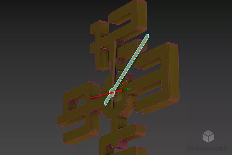 Modern Clock, Big Number Clock 3d model 2