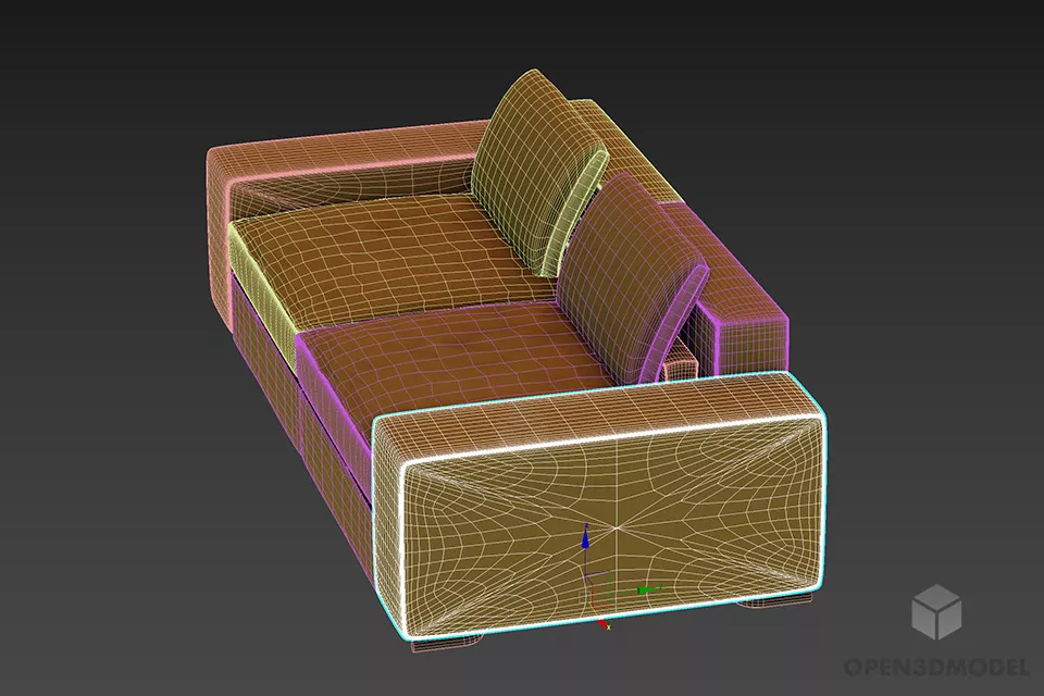 Leather Sofa Minotti, Modern Sofa Two Seaters 3d model 2