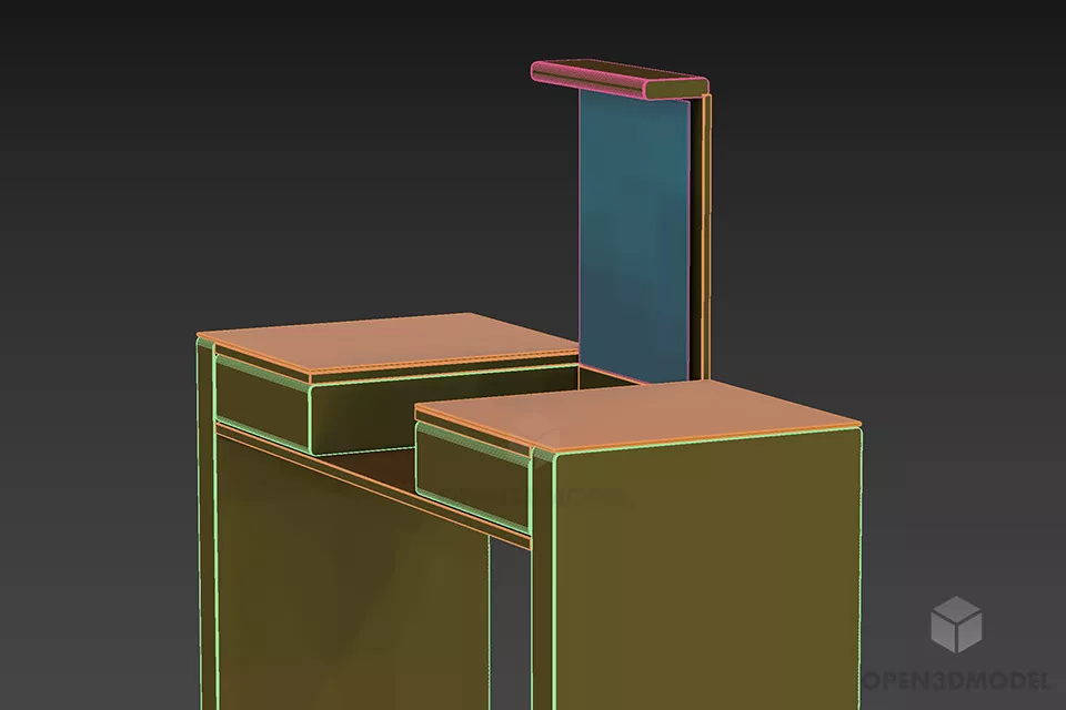Simple Dressing Table With Small Folding Able Mirror 3d model 2