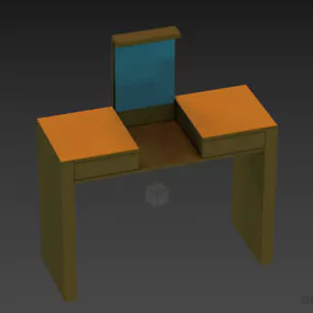 Simple Dressing Table With Small Folding Able Mirror 3d model