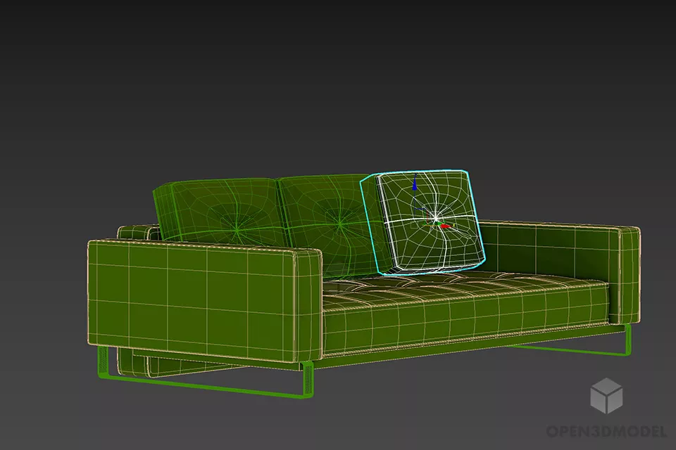 Modern Sofa Tufted Leather Finished 3d model 2