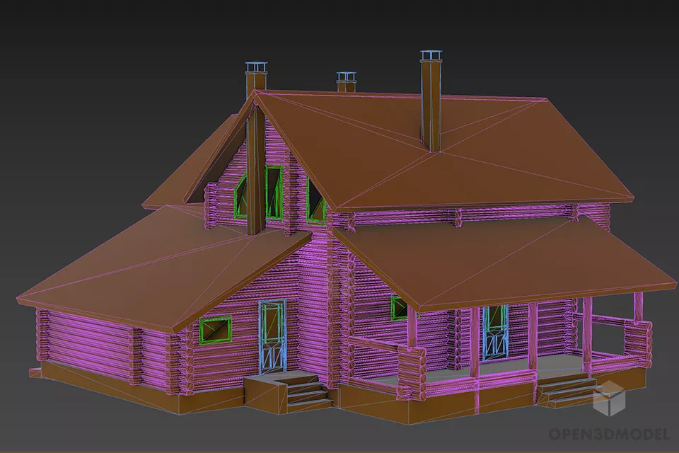 Roof Villa House, Antique House Building 3d model 2
