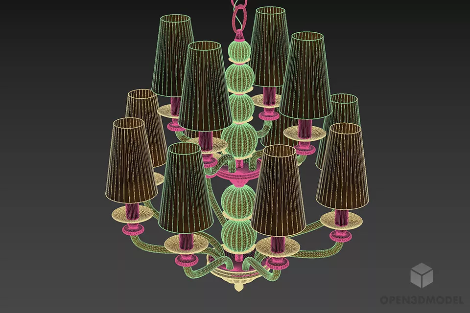 Boutique Lamp Mariner, Brass Chandelier 3d model 2