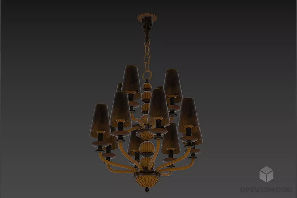 Hanging Pendant Lamp With Square Texture Shade 3d model