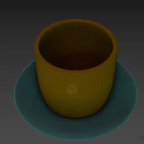 Porcelain Cup With Small Dish 3d model