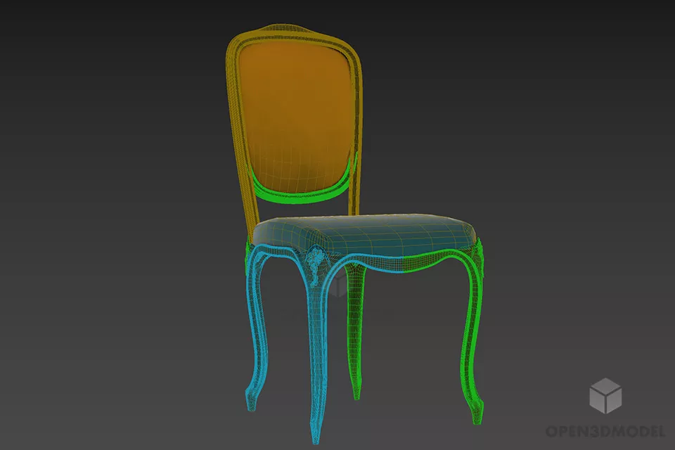 Antique Restaurant Chair Sedia 3d model 2
