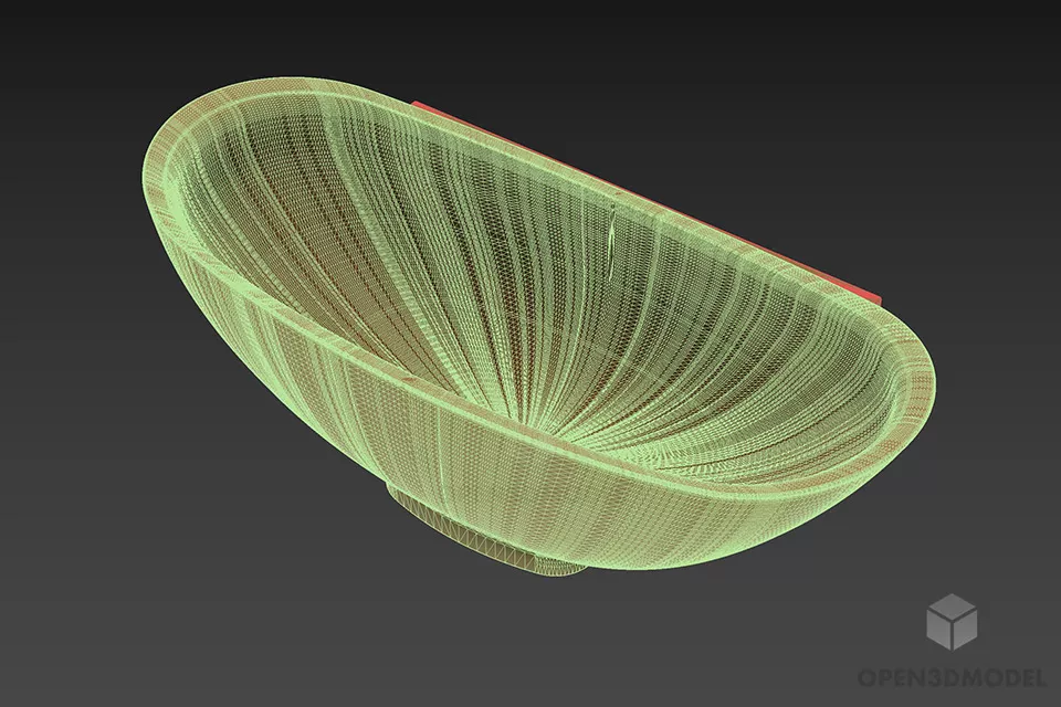 Bathroom Round Edges Bathtub 3d model 2