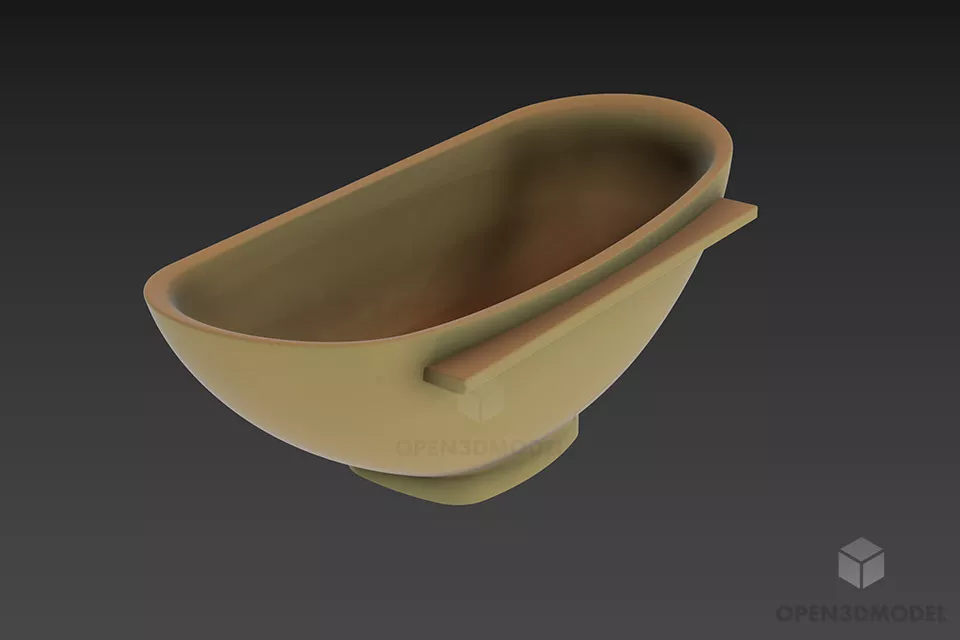 Bathtub With Curved Shelf 3d model