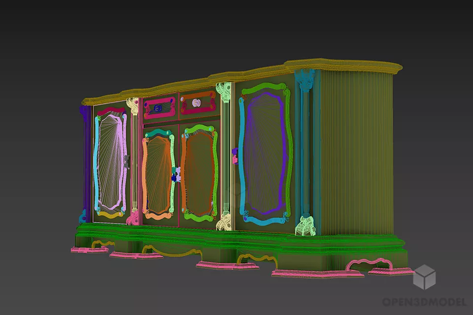 Antique Walnut Locker 3d model 2