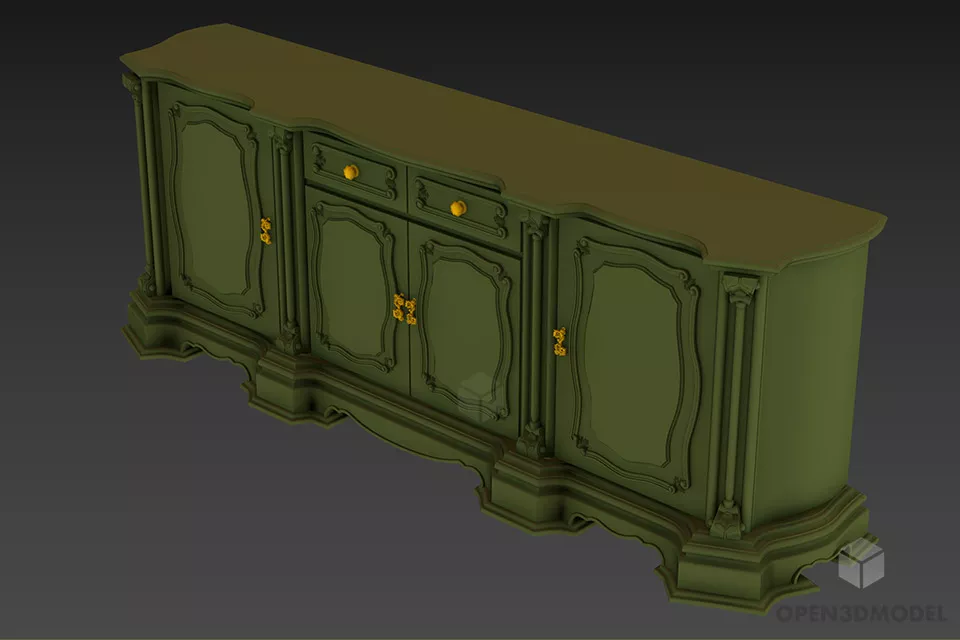 Long Locker With Under Drawers 3d model