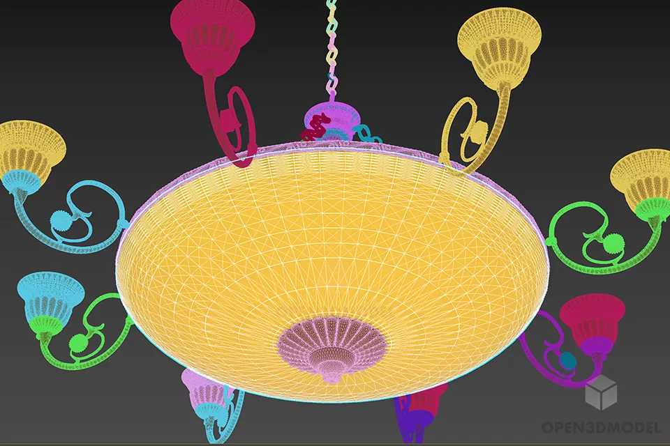 Antique Pendant Lamp Banci, Brass Lamp 3d model 2
