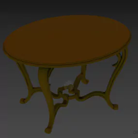 Round Wood Table With Curved Legs 3d model