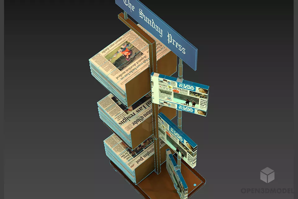 Magazine Shelf Stand 3d model 2