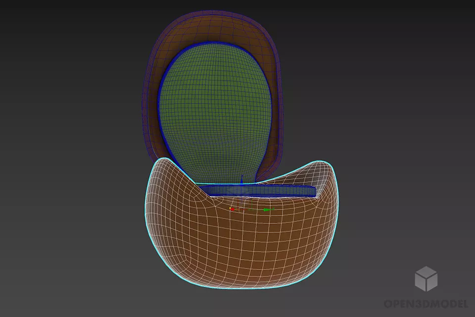 Sphere Armchair Red Leather 3d model 2