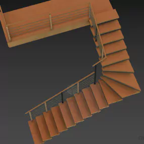 Staircase With Right Handrail 3d model
