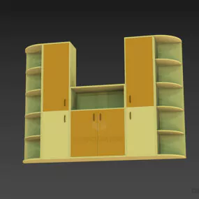 Office Bookcase Wall Mounted 3d model