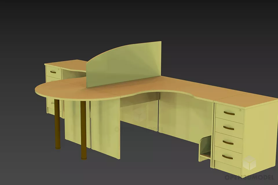 Wooden Round Table Fixed Leg 3d model