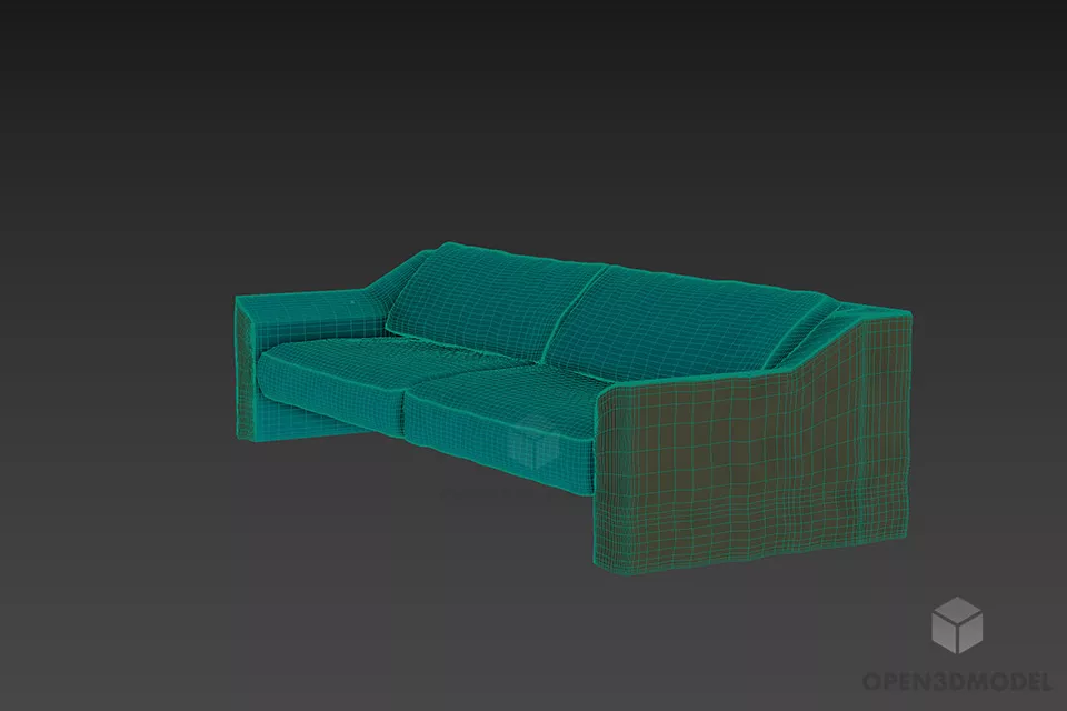 Boutique Green Beige Sofa 3d model 2