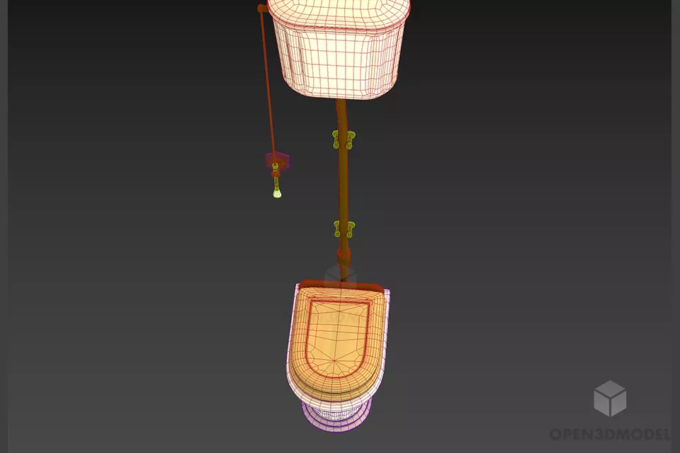 Lavatory Toilet Custom 3d model 2
