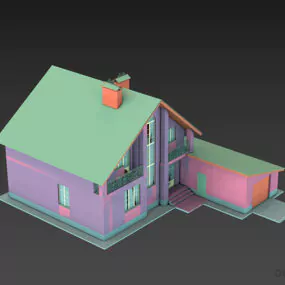 Small Roof House With Garage 3d model