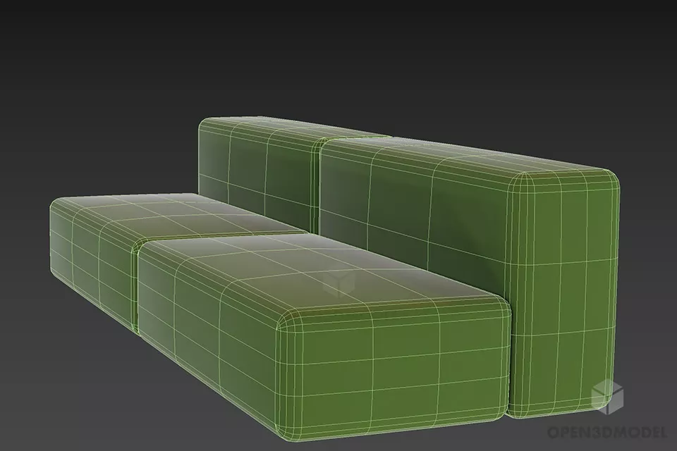 Sectional Leather Sofa Upholstered 3d model 2