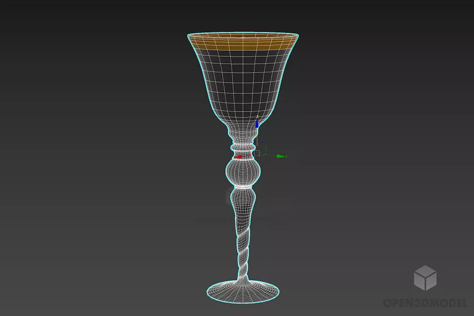Wine Glass With Leg Decor 3d model 2