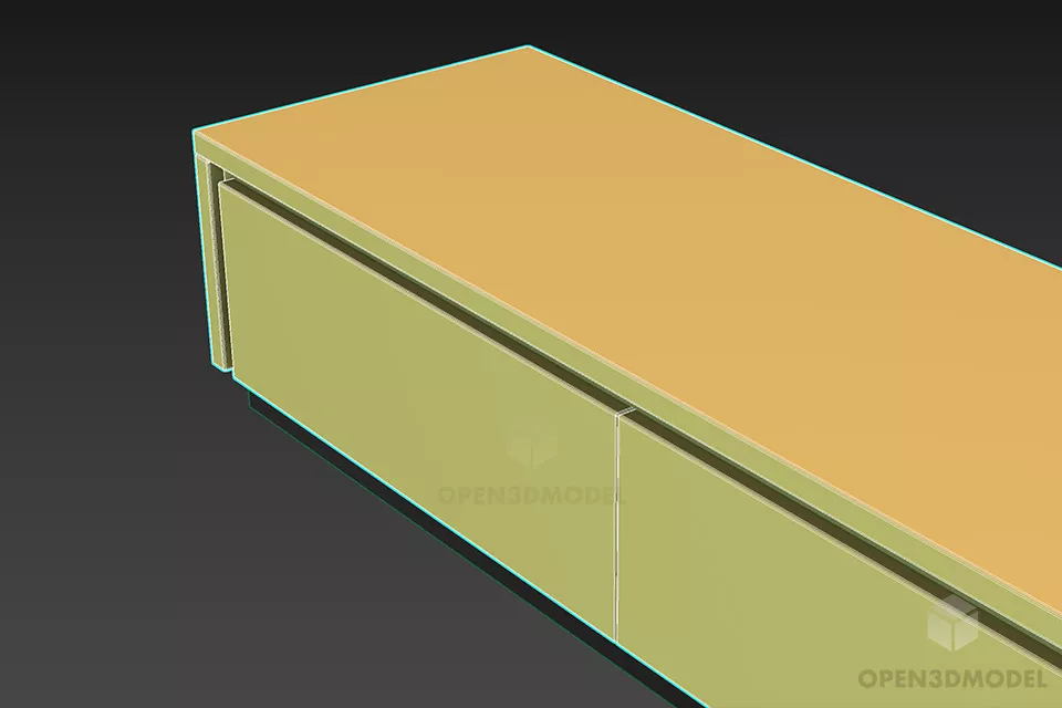 Simple Horizontal Tv Rack 3d model 2