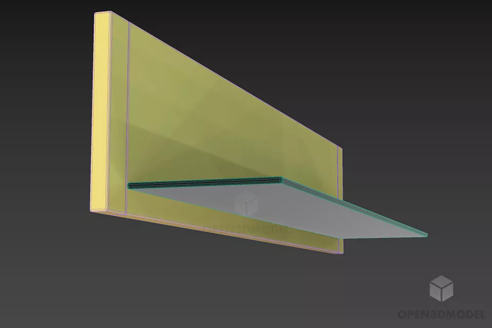 Wood Shelf With Steel Hanger 3d model 2