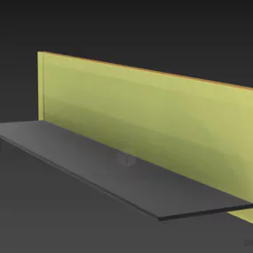 Wood Shelf With Steel Hanger 3d model