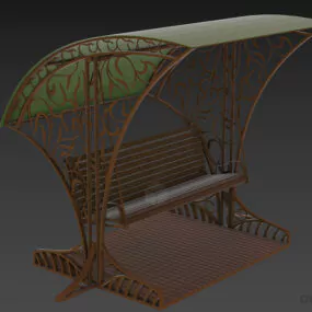 Garden Steel Swing With Bench 3d model