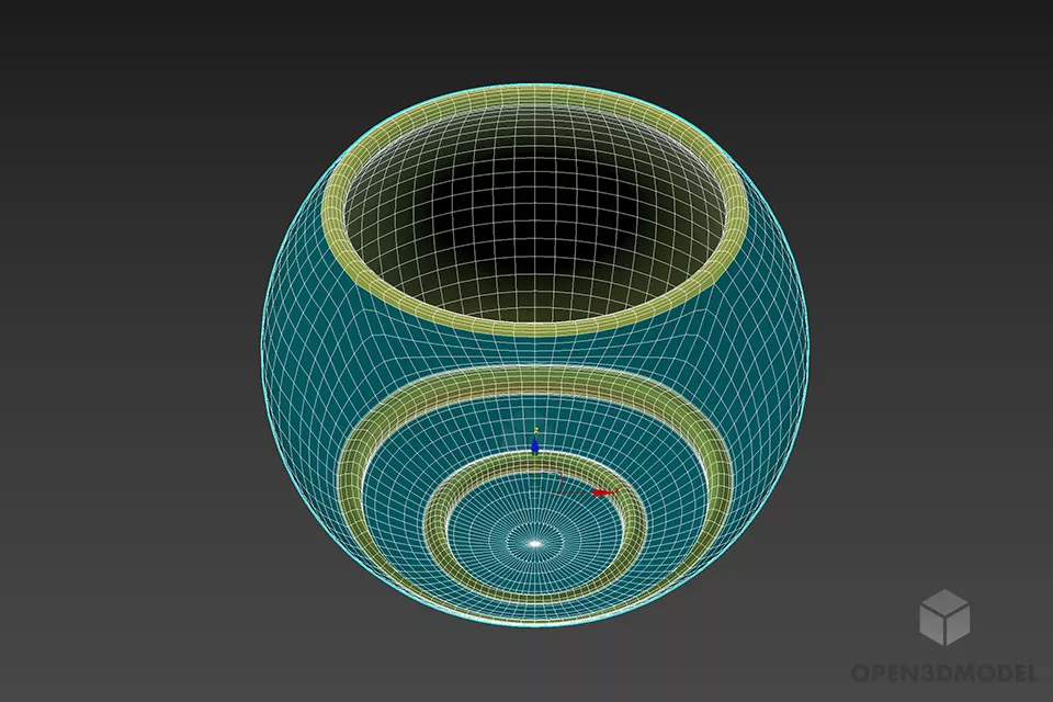 Ceramic Blue Vase With Circular Textures 3d model 2