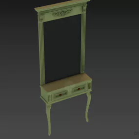 Wall Mounted Mirror With Small Dressing Table 3d model