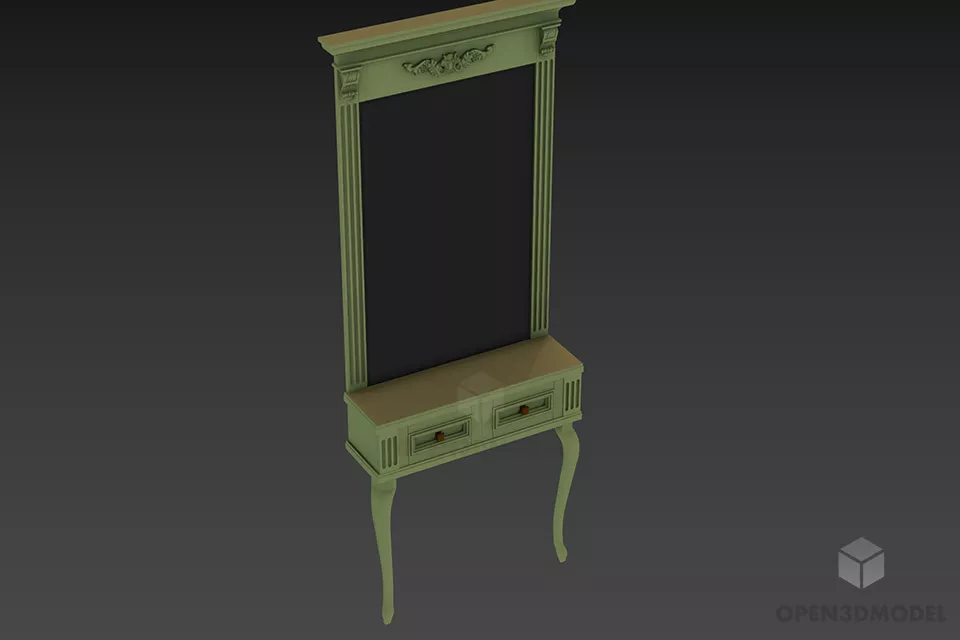 Antique Work Table With Curved Shape 3d model
