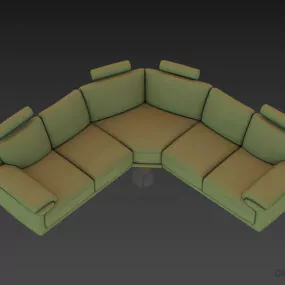Sectional Leather Sofa With Cushion 3d model
