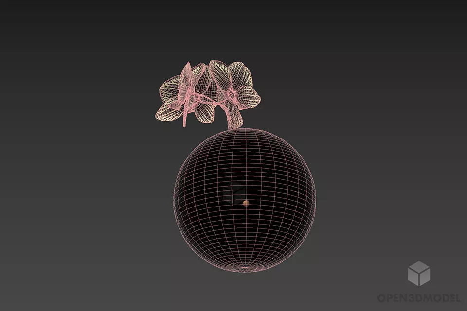 Lamp With Round Stand And Sphere Shade 3d model 2