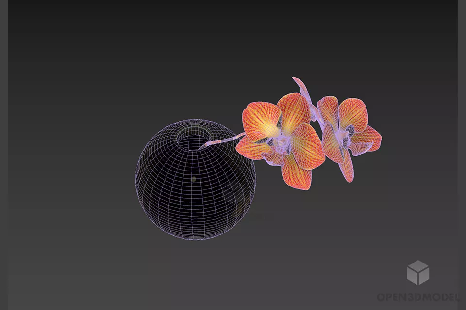 Sphere Vase With Lily Flower 3d model 2