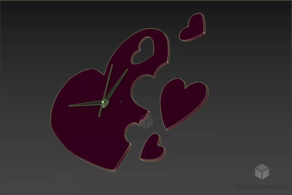 Break Hear Clock 3d model 2